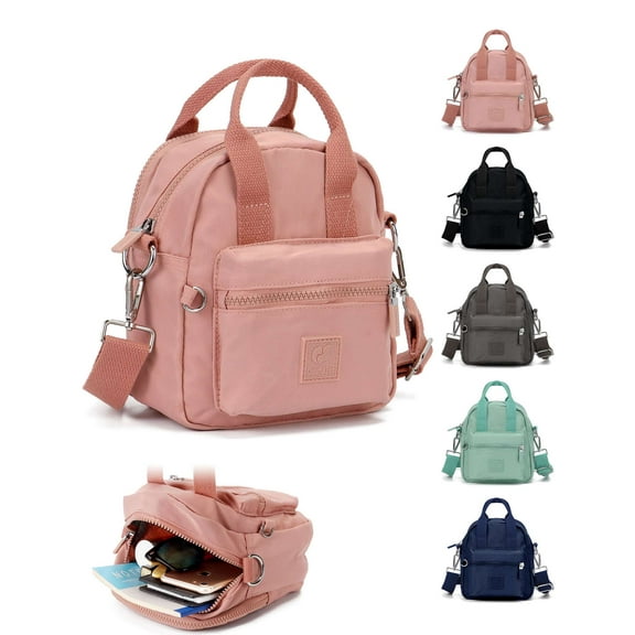 PULLIMORE Women Crossbody Cell Phone Bag, Small Waterproof Multi Pockets Nylon Shoulder Purse Wallet with Adjustable Strap (Black)