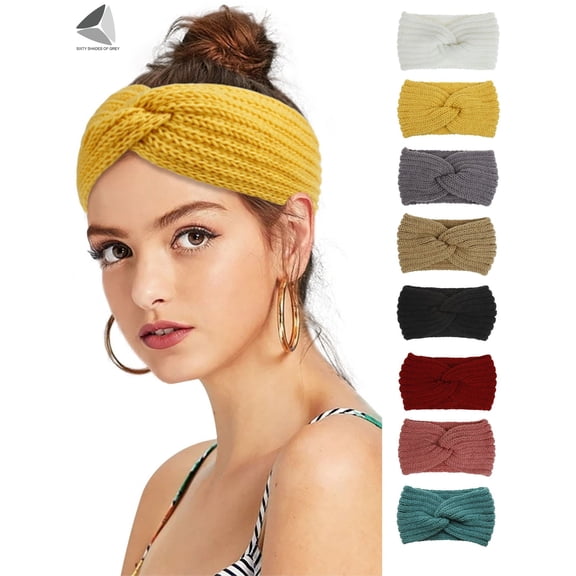PULLIMORE Women Ear Warmer Winter Knit Stretch Headbands (White)