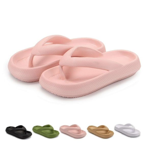 PULLIMORE Women Men Flip Flops Cushion EVA Thong Sandals Comfortable Shower Beach Shoes (S, Pink)