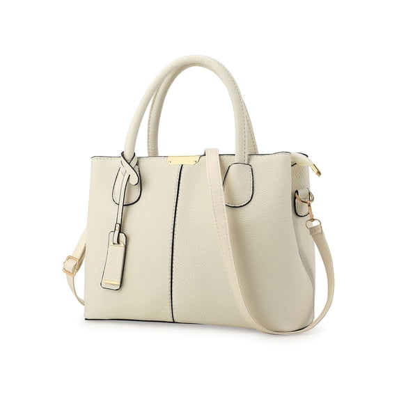 PULLIMORE Women Satchel Handbags Large PU Leather Shoulder Bags Top Handle Totes Briefcase Work Bag (White)