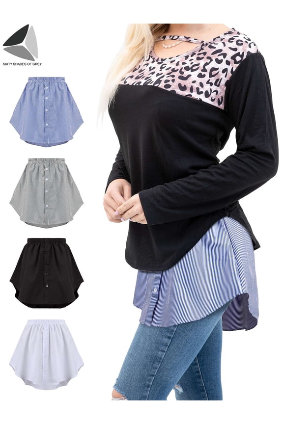Women Shirt Extender Adjustable Layering Fake Top Lower Sweep Shirt Half Length Skirt