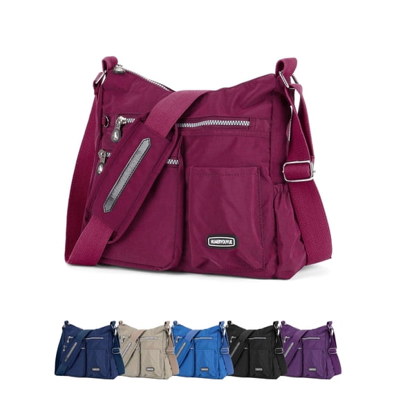 PULLIMORE Women Shoulder Handbag Casual Multiple Pockets Bag Ladies Crossbody Purse Fashion Tote Top Handle Satchel (Grape Purple)
