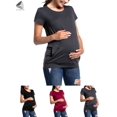 thumbnail image 1 of PULLIMORE Women Summer Short Sleeve Maternity Nursing Shirt Breastfeeding Top Blouse T-Shirts (L, Gray), 1 of 8