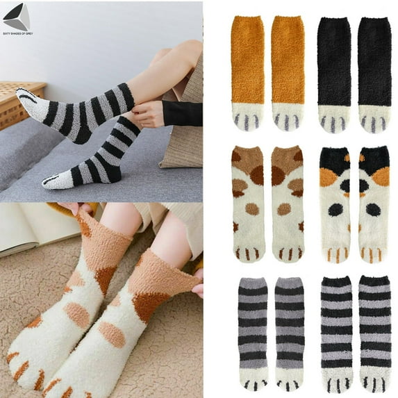 PULLIMORE Women Warm Soft Plush Slipper Sock Winter Fluffy Microfiber Crew Socks Casual Home Sleeping Fuzzy Cozy Sock