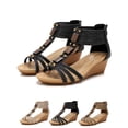 thumbnail image 1 of PULLIMORE Women Wedge Sandals Open Toe Casual Summer Roman High Heel Breathable Beach Sandals (Black,Women 6-7), 1 of 11