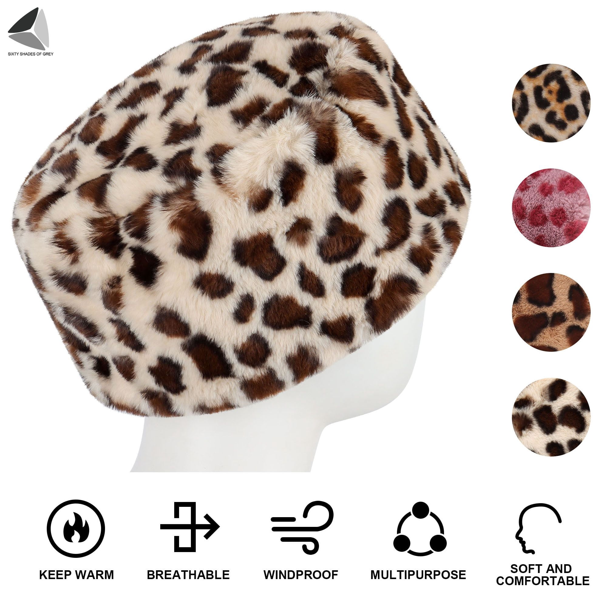 PULLIMORE Women Winter Leopard Print Hat Fashionable Keep Warm