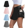 thumbnail image 1 of PULLIMORE Women's Athletic Tennis Skorts with Pockets Built-in Shorts Golf Active Skirts for Sports Running Gym Training (Black,2XL), 1 of 10