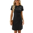 thumbnail image 1 of PULLIMORE Women's Cotton Blend High-Waisted A-Line Cocktail Dress - Short Sleeve & Round Neck, Black Size S, 1 of 6