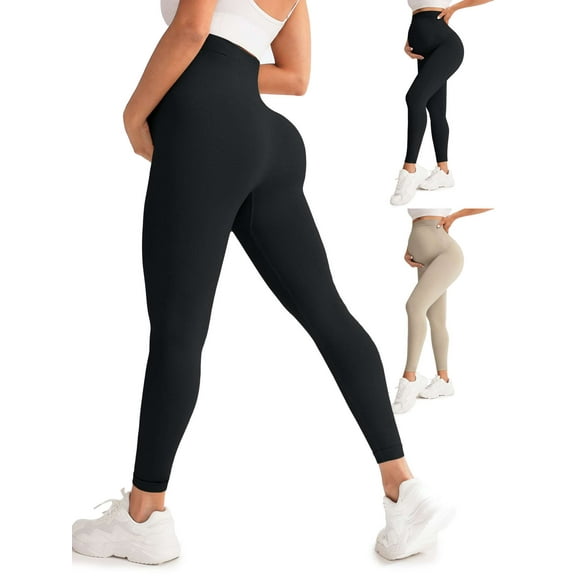 PULLIMORE Women’s High Stretch Maternity Leggings – Pregnancy Clothes for All Seasons, Black Size M