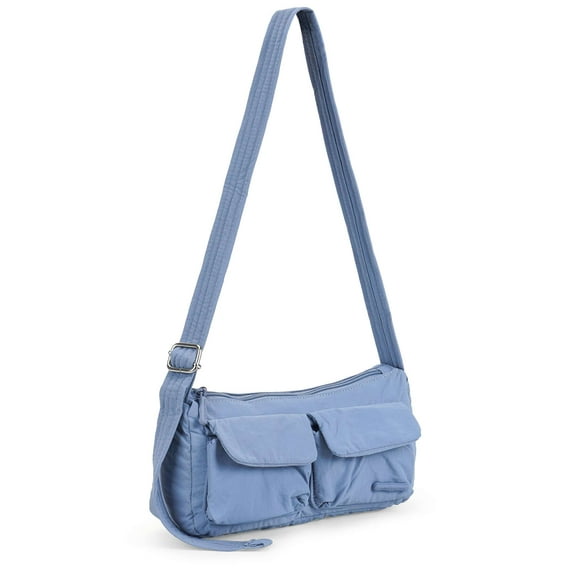 PULLIMORE Women's Lightweight Nylon Shoulder Bag - Water-Repellent, Adjustable Crossbody Strap(Blue)