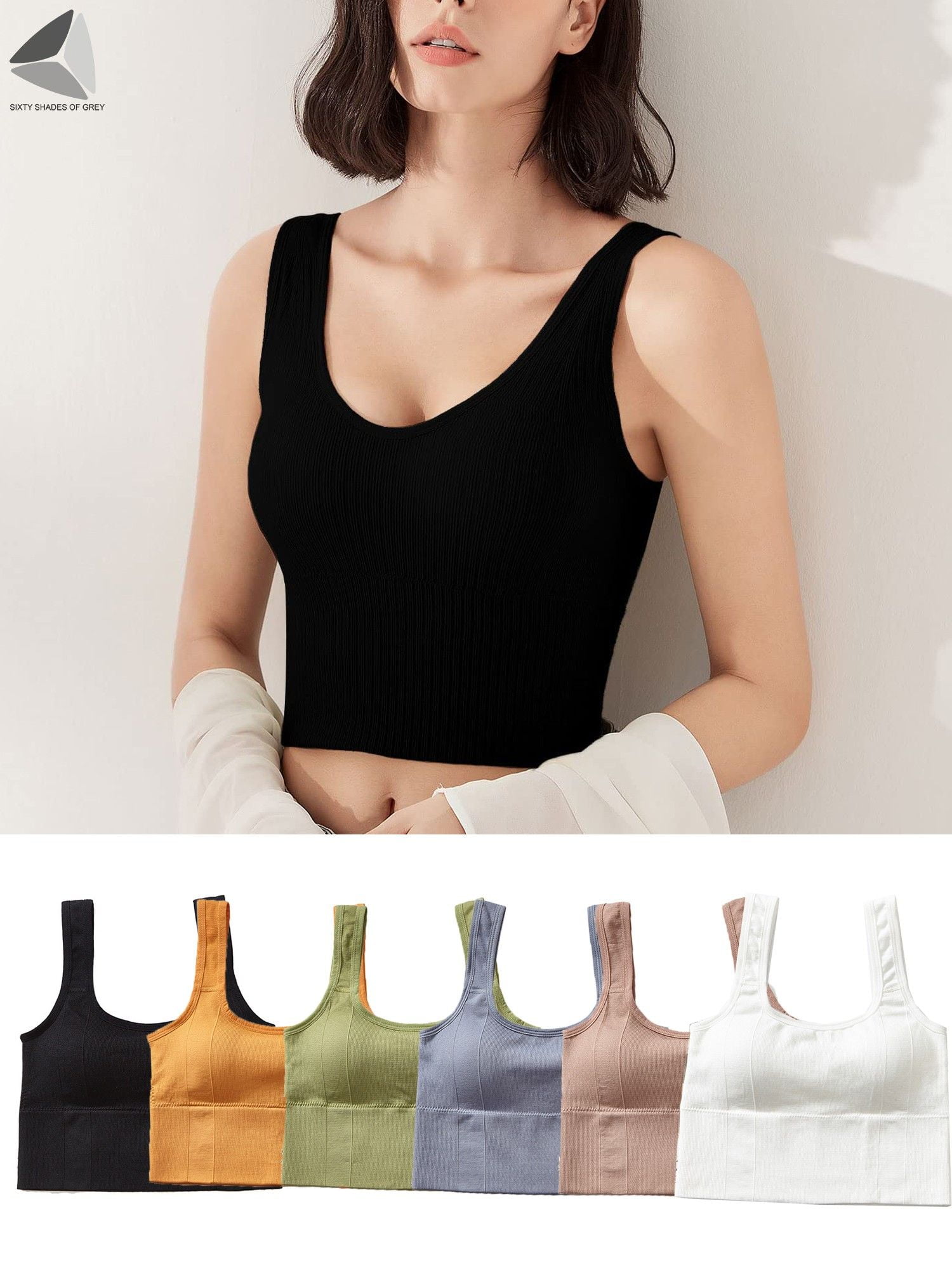PULLIMORE Women’s Sexy Square Neck Sleeveless Cropped Short Yoga Dance ...