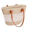 thumbnail image 1 of PULLIMORE Women's Straw Lace Beach Tote Bag, Large Summer Boho Woven Bags Shoulder Purse Handbags for Vacation, White, 1 of 8