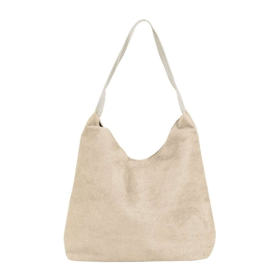 PULLIMORE Women's Synthetic Suede Tote Bag - Spacious 13.7" Work Bag with Magnetic Closure, 4 Colors (Beige)
