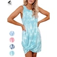 thumbnail image 1 of PULLIMORE Women's Tie Dye Summer Tank Dress Casual Sleeveless T-Shirt Dresses Beach Short Swing Sundress (2XL, Green), 1 of 10