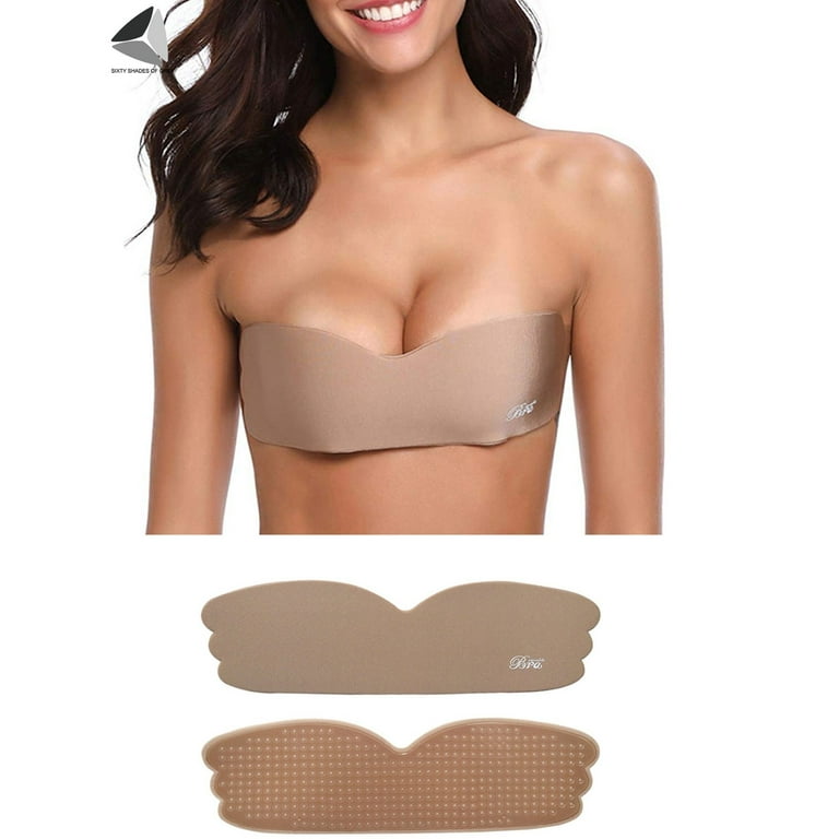 daboom Women's Bras, Sexy One-piece Strapless Seamless Gather-up Solid  Color Invisible Bra