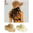 thumbnail image 1 of PULLIMORE Womens Casual Beach Straw Hats Foldable Floppy Wide Brim Summer Cap with Adjustable Strap (White), 1 of 7