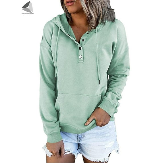 PULLIMORE Womens Casual Hoodies Long Sleeve Hooded Sweatshirts (M, Green)