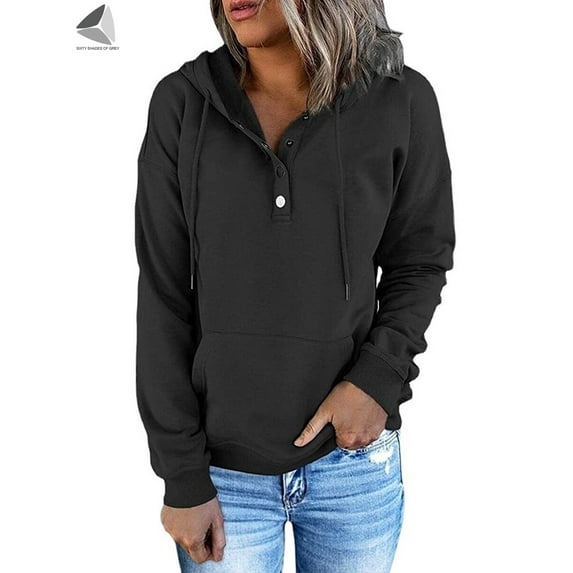 PULLIMORE Womens Casual Hoodies Long Sleeve Hooded Sweatshirts (XL, Black)