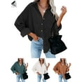 thumbnail image 1 of PULLIMORE Womens Corduroy Shirts Jacket Long Sleeve Casual Button Down Blouses Tops (M, White), 1 of 7