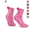 thumbnail image 1 of PULLIMORE Womens Fuzzy Cozy Slipper Socks Winter Warm Fluffy Plush Crew Sleeping Sock (Pink), 1 of 8