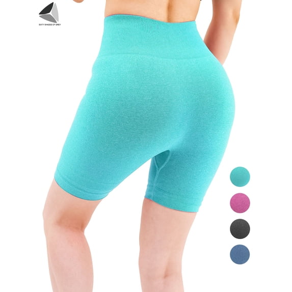 PULLIMORE Womens High Waist Yoga Shorts Bike Shorts Tummy Control Butt Lifting Workout Leggings Shorts Running Booty Shorts (S, Green)