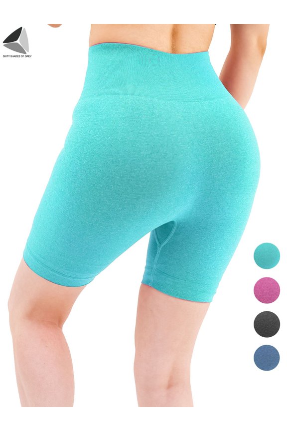Womens High Waist Yoga Shorts Bike Shorts Tummy Control Butt Lifting Workout Leggings Shorts Running Booty Shorts (S, Green)