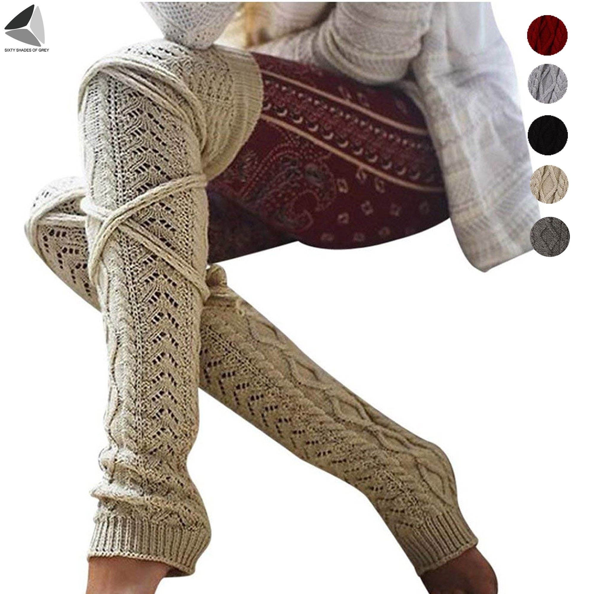 Brook + Bay Women's Cable Knit Leg Warmers - 15" Long, Acrylic Knit, Elastic Top, One Size Fits Most