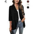 thumbnail image 1 of PULLIMORE Womens Lightweight Summer Cardigan Casual Open Front 3/4 Sleeve Cardigans Coat (L, Black), 1 of 8