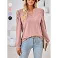 thumbnail image 1 of PULLIMORE Womens Long Sleeve T-shirt V Neck Loose Casual Basic Tops Tee Solid Color Blouse (Pink,M), 1 of 10