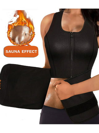 SAYFUT Women Corset Shaper Gym Neoprene Vest Body Slimming Sports Sauna  Suit Body Fat Burner,Waist Trimmer for Weight Loss with Front Zip/Black 