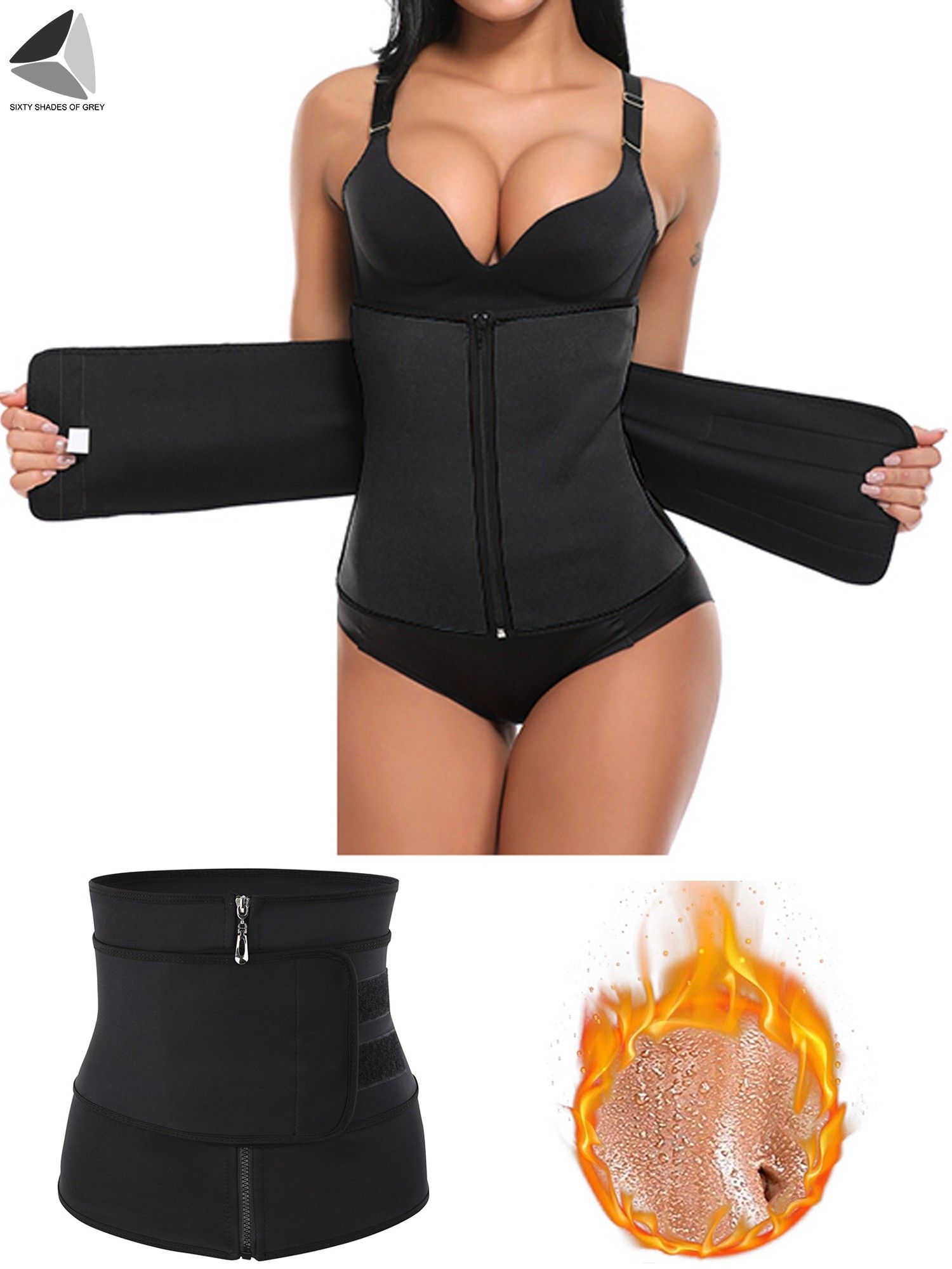 PULLIMORE Womens Neoprene Waist Trainer Belt Sauna Sweat Waist Cincher Thermo Wrap Body Shaper for Weight Loss Size 2XL Walmart