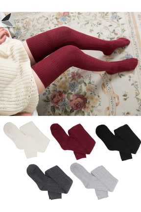 Womens Over The Knee Thigh High Socks Cotton Knit Warm Long Boot Stocking (Red)