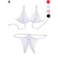 thumbnail image 1 of PULLIMORE Womens Sexy Lingerie Lace Bra Thong Panty Set Babydoll Underwear (White, M）, 1 of 6