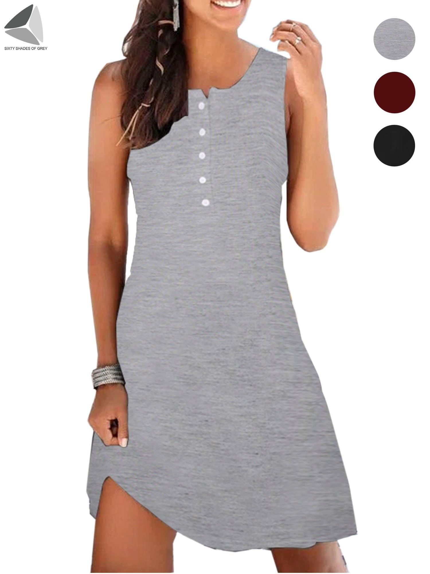 PULLIMORE Womens Sleeveless T Shirt Dress Casual Crew Neck Button Down Straight Summer Tunic Dresses (M, Gray) - Walmart.com PULLIMORE Womens Sleeveless T Shirt Dress Casual Crew Neck Button Down Straight Summer Tunic Dresses (M, Gray) - Walmart.com