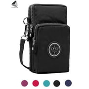 PULLIMORE Womens Small Crossbody Purse Nylon Zipper Cell Phone Messenger Bags Shoulder Wallet Handbags (Black)