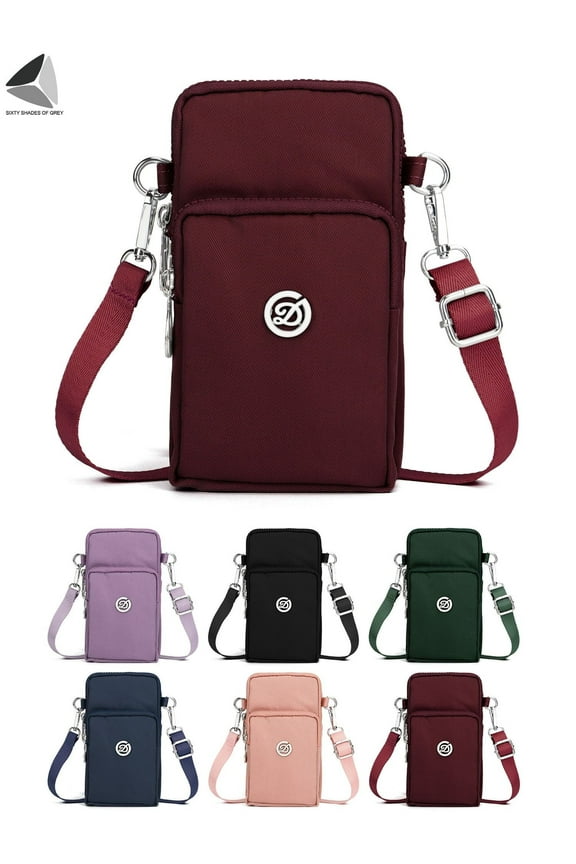 Womens Small Crossbody Shoulder Bags Casual Nylon Phone Purse Handbag Wallet (Red)