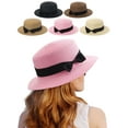 thumbnail image 1 of PULLIMORE Womens Summer Beach Sun Straw Hat Travel Outdoor UV Hats Elegant Bow Hat (Khaki), 1 of 11