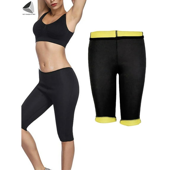 PULLIMORE Womens Sweat Sauna Body Shaper Neoprene Slimming Pants Tummy Control Weight Loss Capri Leggings (Size 3XL)
