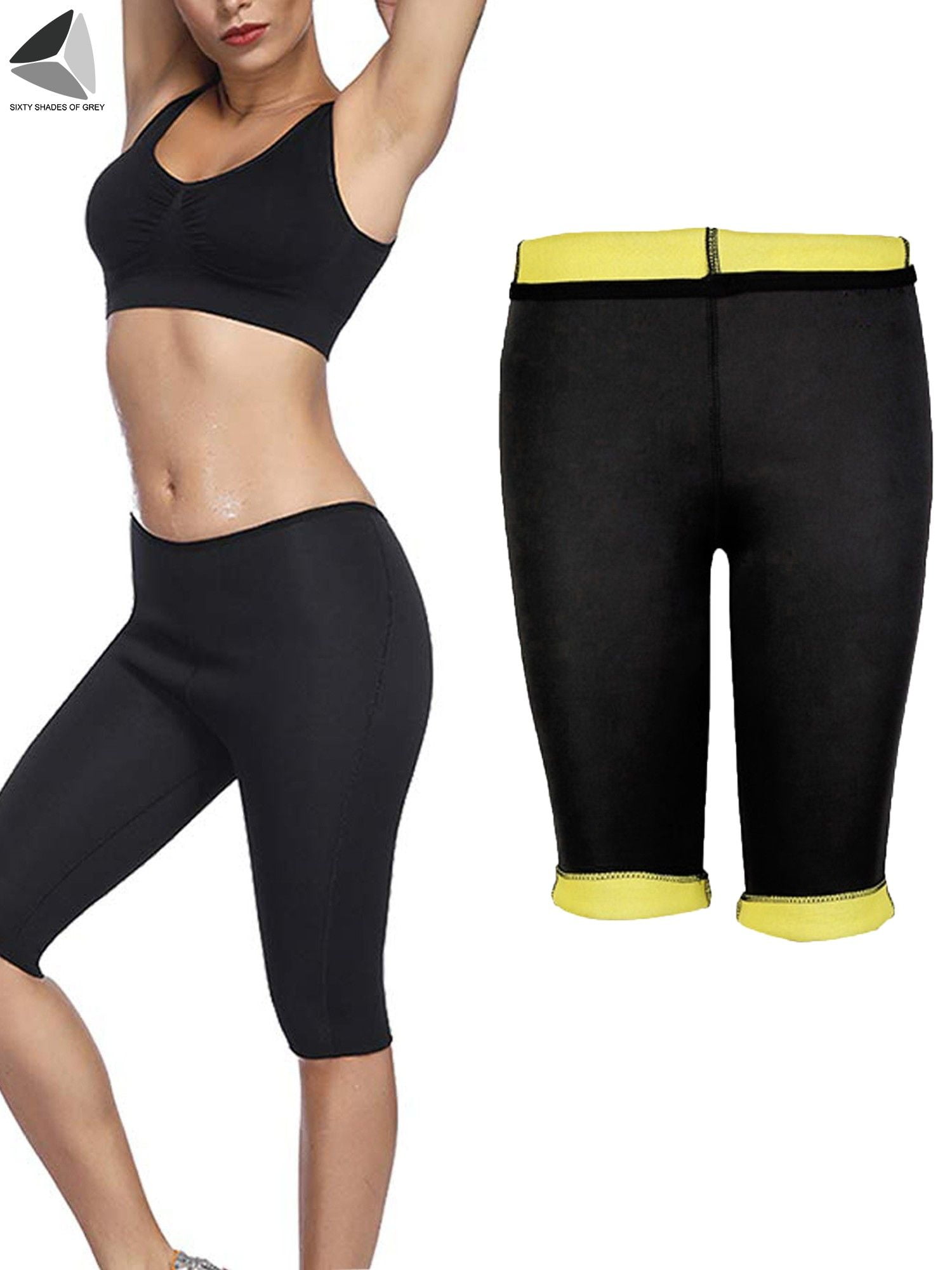 PULLIMORE Womens Sweat Sauna Body Shaper Neoprene Slimming Pants Tummy  Control Weight Loss Capri Leggings (Size 3XL) 
