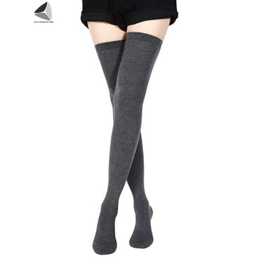 PULLIMORE Womens Thigh High Socks Over the Knee Stocking Extra Long Boot Socks Leg Warmers (Gray)
