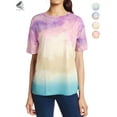thumbnail image 1 of PULLIMORE Womens Tie Dye Gradient Short Sleeve T-shirt Crew Neck Summer Top Plus Size Tee Shirts (L, Pink), 1 of 9