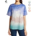 thumbnail image 1 of PULLIMORE Womens Tie Dye Gradient Short Sleeve T-shirt Crew Neck Summer Top Plus Size Tee Shirts (M, Purple), 1 of 9
