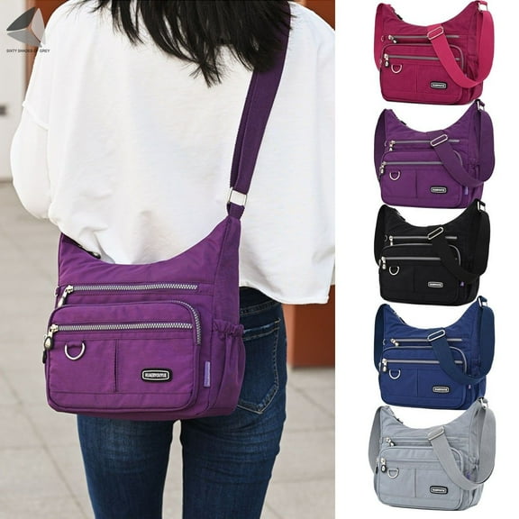 PULLIMORE Womens Waterproof Nylon Crossbody Bag Casual Messenger Bags Travel Shoulder Purse Handbag (Black)