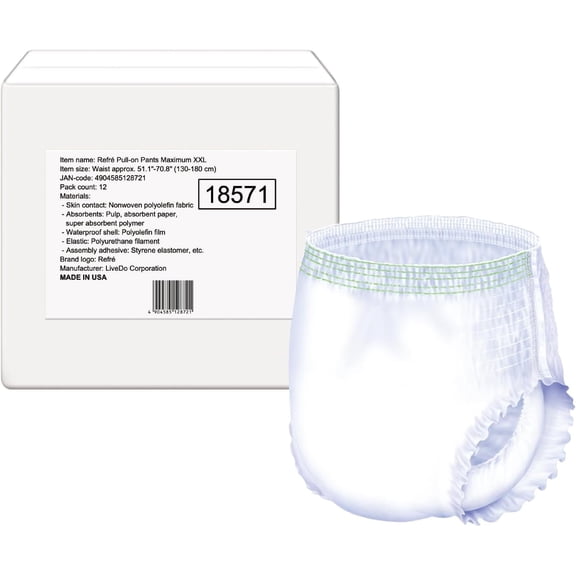 Pull-On Premium Pants Maximum - Unisex Protective Underwear - Breathable Disposable Incontinence Briefs - Ultra Absorbent & Leak Proof Adult Diapers with Stretch Waist - XXL (51.2"-70.9") - 12 Ct