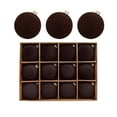thumbnail image 1 of PULMCheerger 12-Pack Classic Dark Velvet Flocked Christmas Ball Ornaments - 6 cm/2.4 in Decorative Tree Accents for Festive Holiday Spirit, 1 of 7