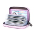 thumbnail image 1 of PULMCheerger Genuine Leather Credit Card Holder Wallet RFID Blocking Secure Card Case Zipper (Purple), 1 of 6