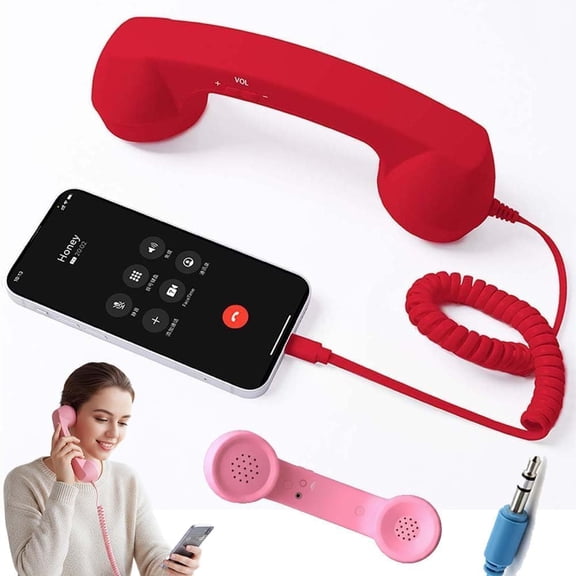 PULMCheerger Retro Phone Handset for Mobile Devices, Wired Type C Retro Telephone Handset Receiver for Calls Video Conferences Meetings and Voice Chat