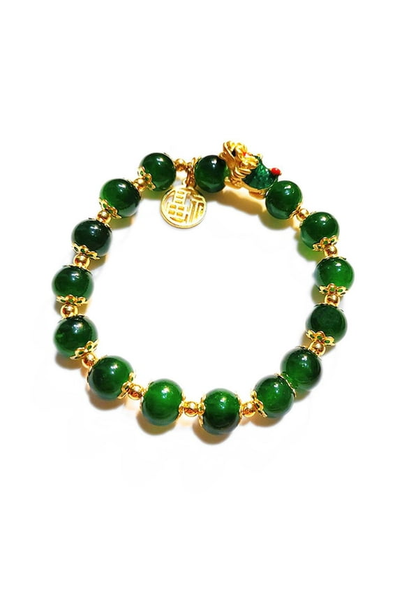 Handmade Braid 2024 New Year Lucky Dragon Bracelets,2024 New Year of Dragon Beaded Strech Bracelet Adjustable Red Green Agate Beads,Chinese Dragon Charm Bracelet Lucky Charm Bracelets Jewelry