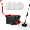 thumbnail image 1 of PULNDA Spin Mop and Bucket System, Upgraded Mop Bucket on Wheels, Mop and Bucket with Wringer Set, Mops for Floor Cleaning, 3pcs Microfiber Mop Heads, 61" Extended Mop Rod, Black & Red, 1 of 11