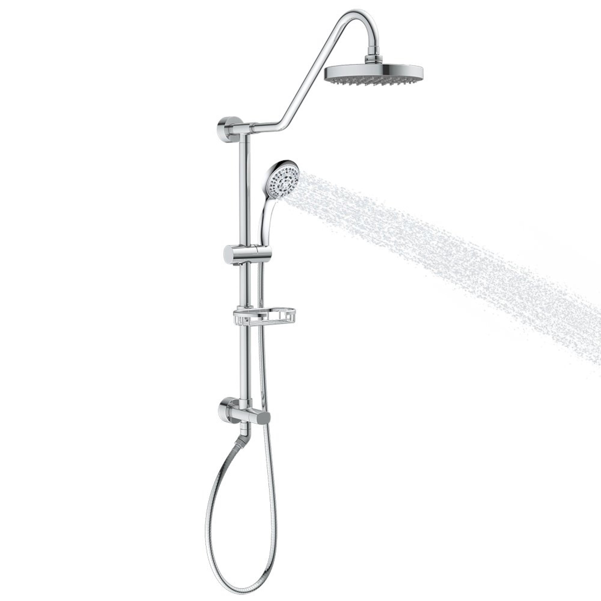 Chrome Adjustable Height Rain Shower System with Handheld
